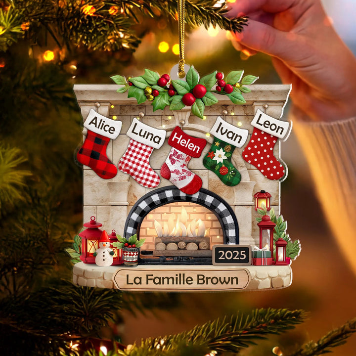 Bas de Noël personnalisés en acrylique avec noms de famille