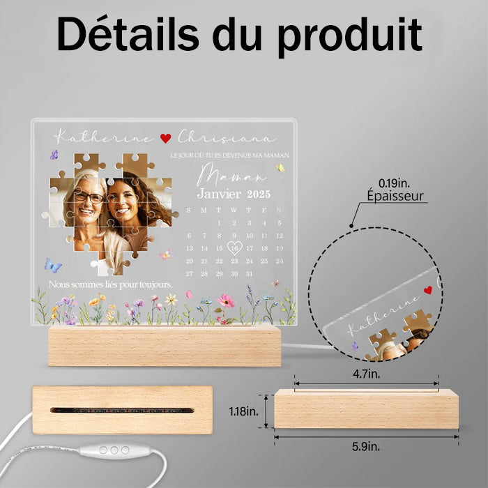 Calendrier photo personnalisé Le jour où tu es devenue ma mère Nuit de lumière