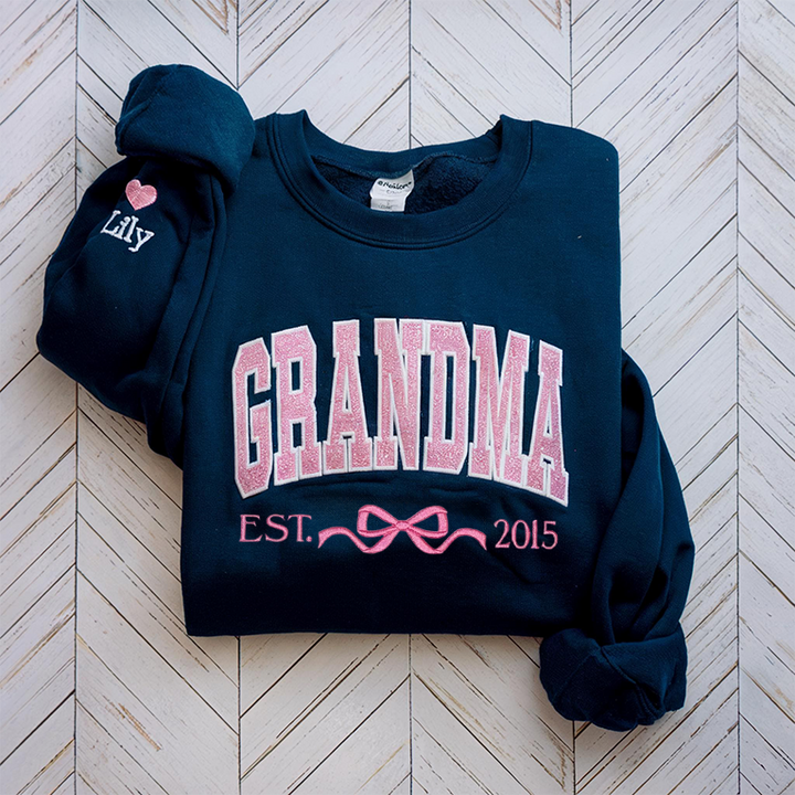 Sweat-shirt brodé personnalisé à paillettes avec nœud pour maman