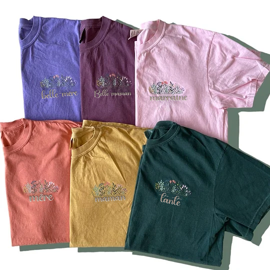 Floral Mama Brodé T-shirt adulte, Cadeaux pour maman