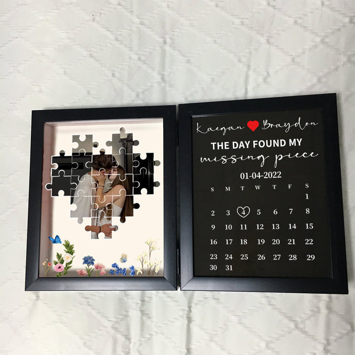 Cadre photo personnalisé « Le jour où j'ai trouvé ma pièce manquante » Puzzle