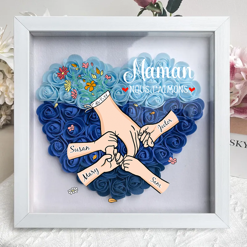 L'amour familial fleurit pour toujours – Boîte à fleurs personnalisée pour maman et grand-mère avec nom