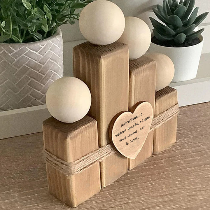 Ornement familial personnalisé en bois fait main