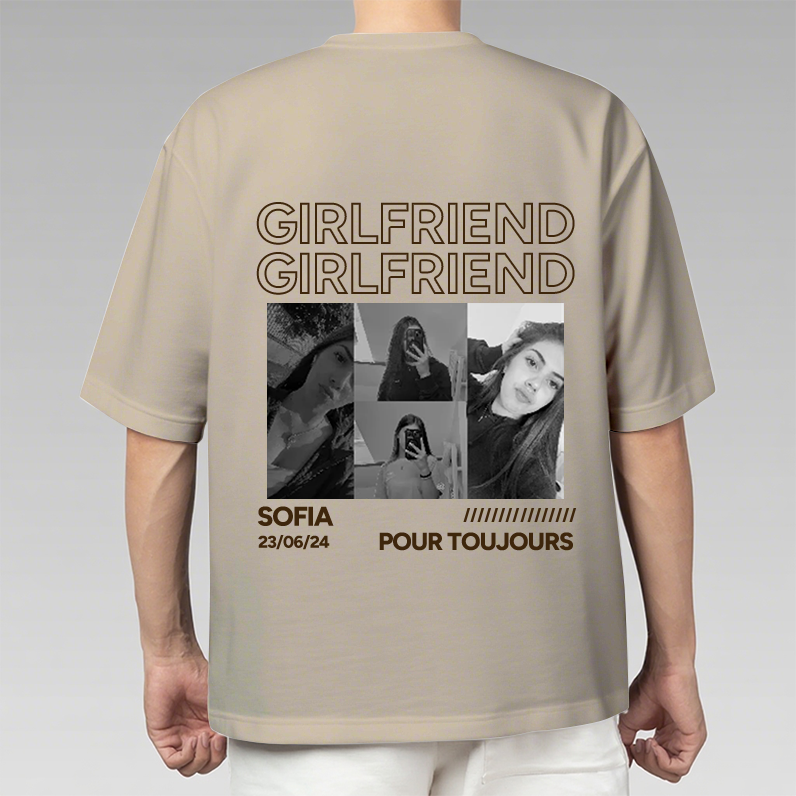 T-shirt personnalisé vintage,boyfriend & girlfriend，Petit ami &Petite amie