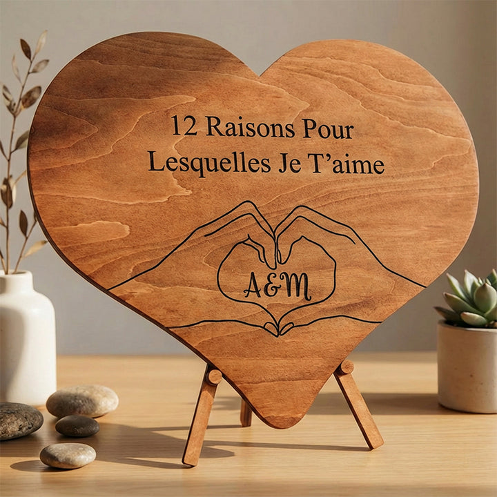 12 raisons pour lesquelles je t'aime - Puzzle en bois unique - Cadeau de Saint-Valentin pour lui/elle
