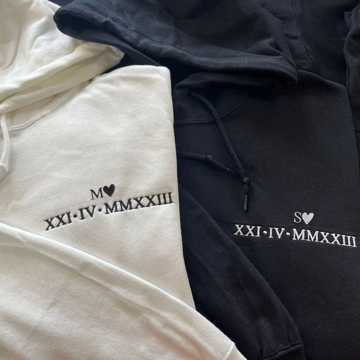 Pull personnalisé avec chiffres romains du anniversaire Pour Couple