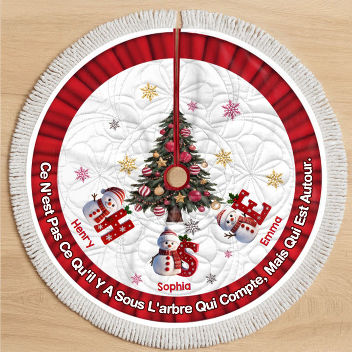 Jupe de sapin de Noël personnalisée avec bonhomme de neige - Cadeaux de Noël personnalisés