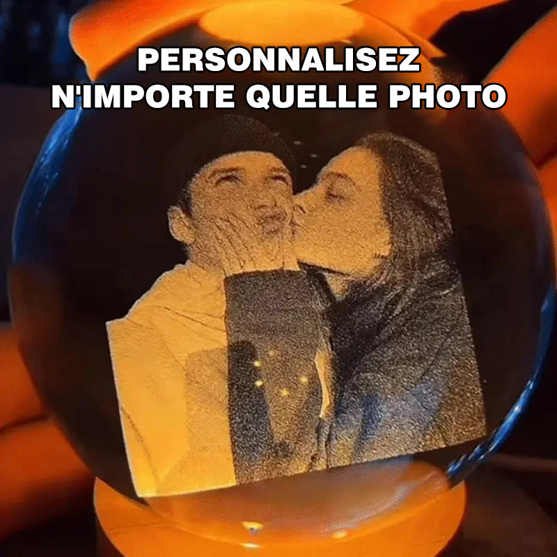 Boule de cristal photo 3D personnalisée, cadeau pour votre amour