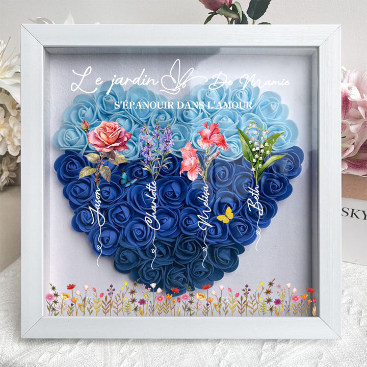 Cadre floral personnalisé pour maman avec prénoms des enfants,Le jardin de Maman