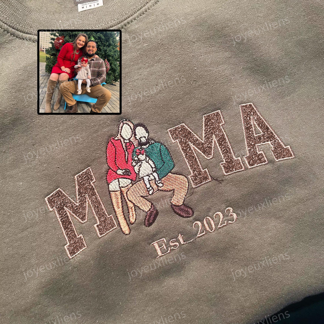 Sweat-shirt personnalisé à paillettes avec photo de famille brodée