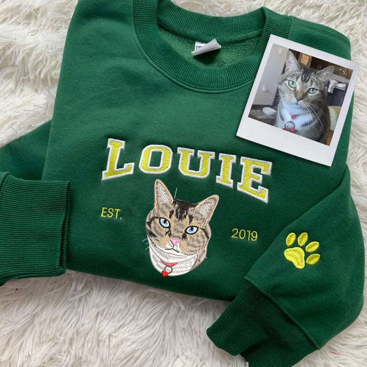 Sweat-shirt brodé personnalisé avec le visage et le nom de votre animal de compagnie, cadeau souvenir pour les amoureux des animaux
