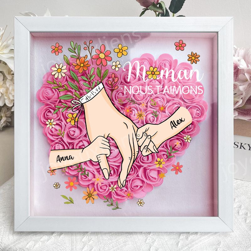 Boîte à fleurs personnalisée en forme de cœur pour maman, boîte à roses avec prénoms d'enfants