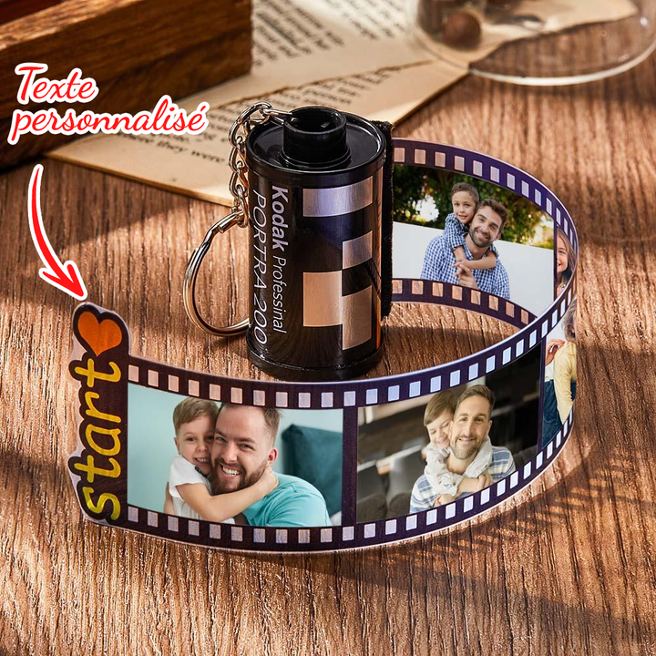 Cadeau commémoratif personnalisé de porte-clés de rouleau de film photo