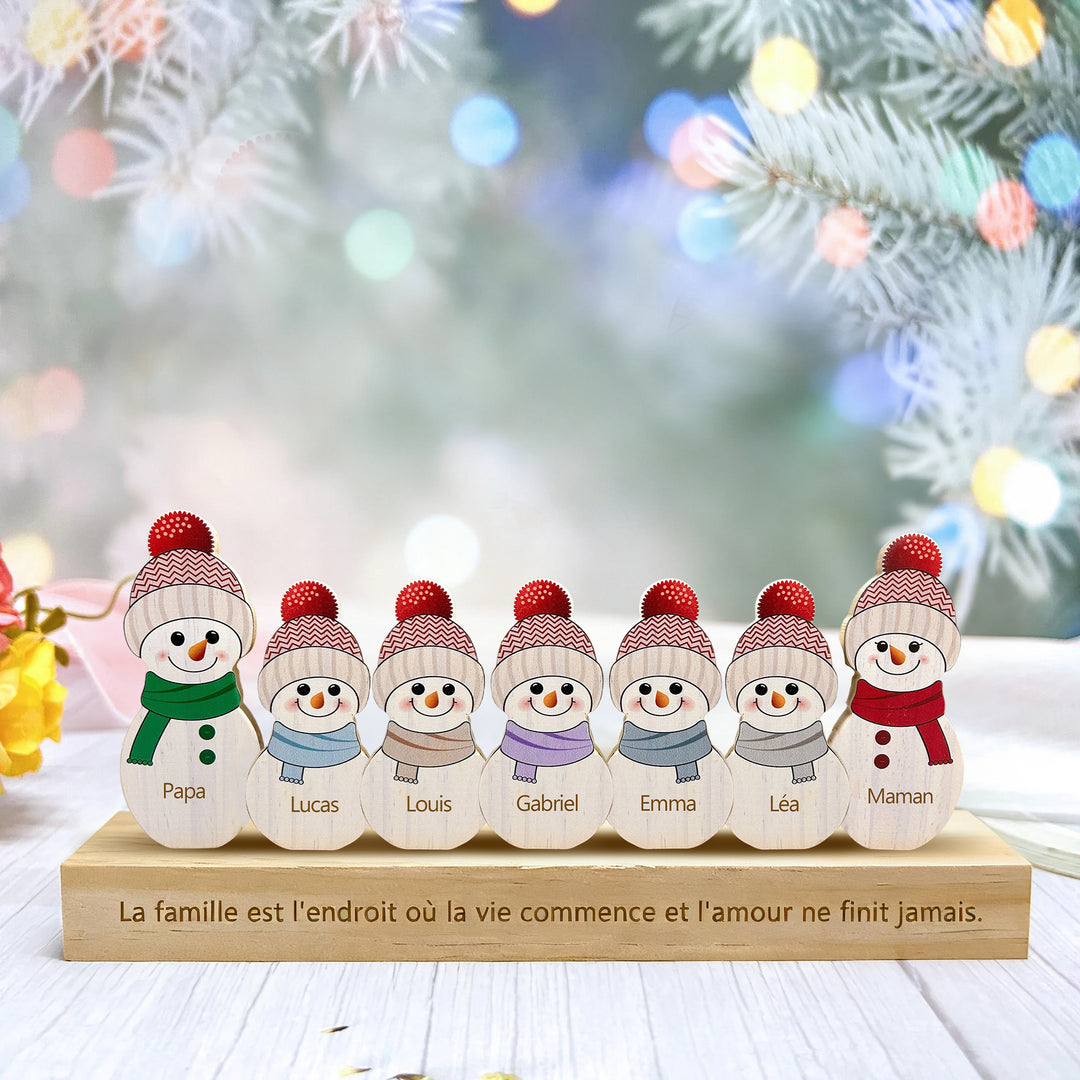 Puzzle de Noël personnalisé en bois, bonhomme de neige, cadeaux pour la famille