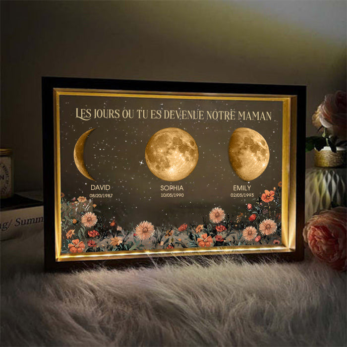 Boîte à lumière personnalisée Les jours où vous êtes devenu notre maman Phase de lune⭐️