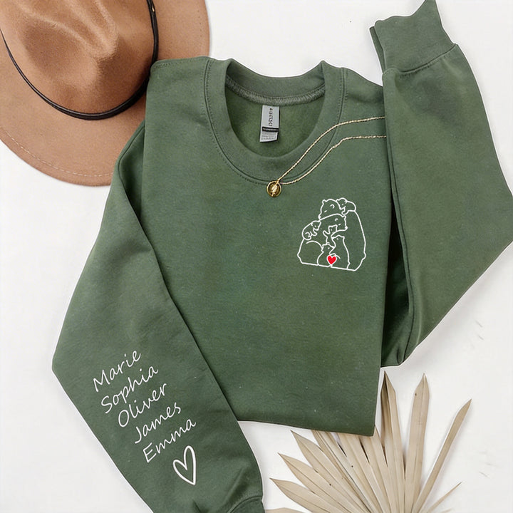 Sweats brodés avec les prénoms des enfants pour la famille Ours