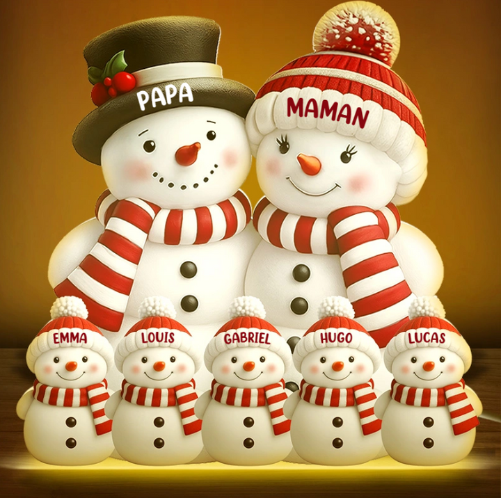 Boîte lumineuse de Noël personnalisée en forme de bonhomme de neige pour la famille