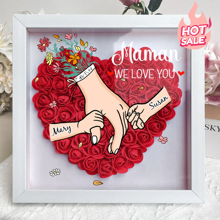 L'amour familial fleurit pour toujours – Boîte à fleurs personnalisée pour maman et grand-mère avec noms