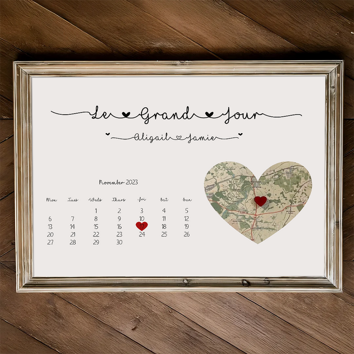 Carte de mariage encadrée personnalisée pour couple