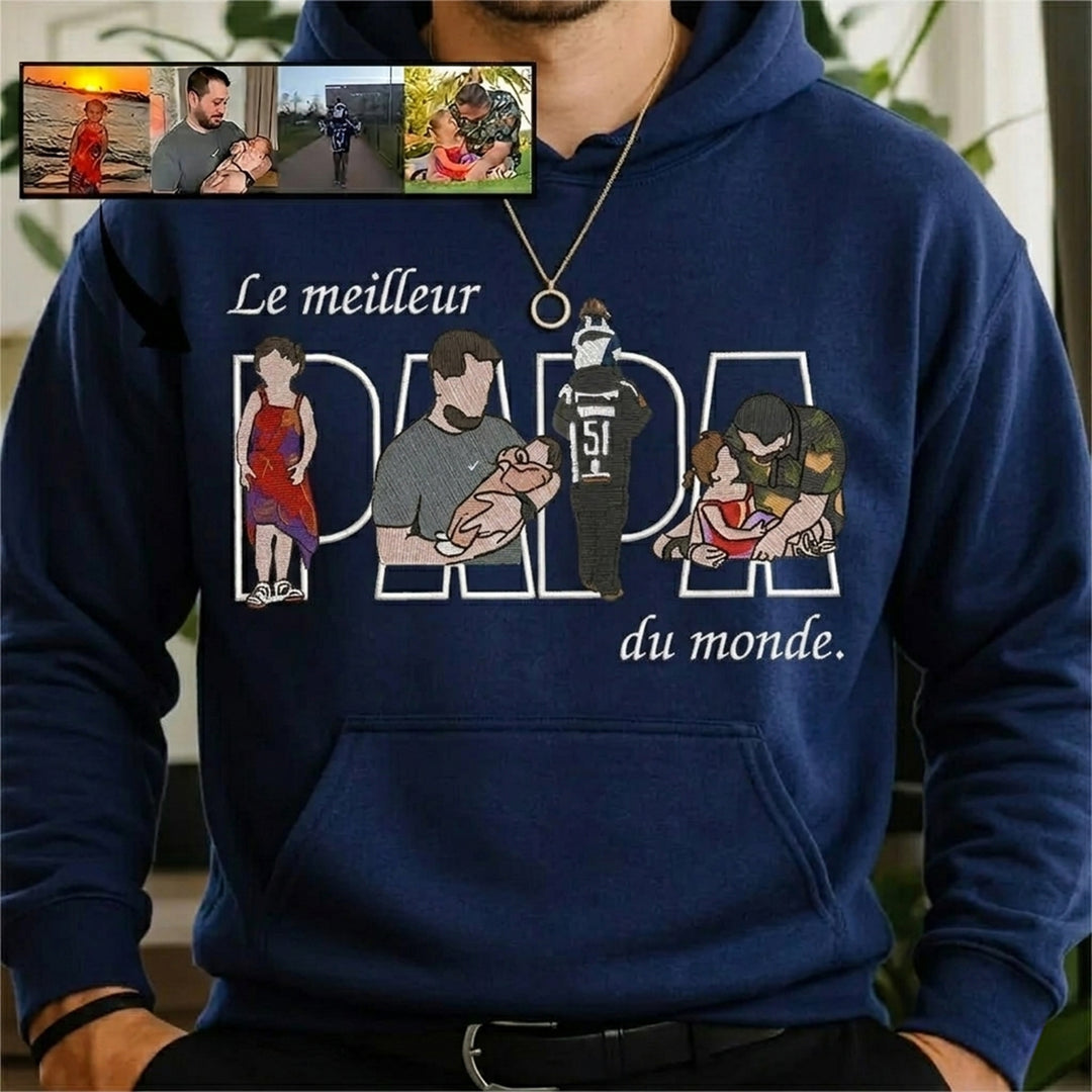 T-shirts et sweat-shirts personnalisés brodés à partir de photos,Le meilleur papa du monde