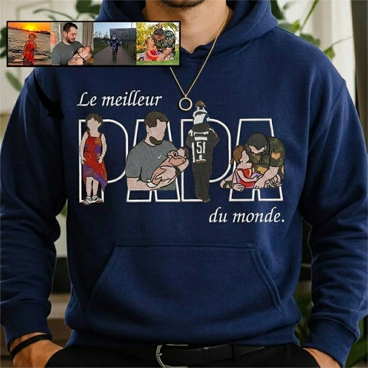 T-shirts et sweat-shirts personnalisés brodés à partir de photos,Le meilleur papa du monde
