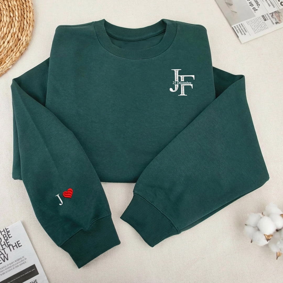 Sweat-shirts/sweats à capuche personnalisés avec date et initiales pour couple
