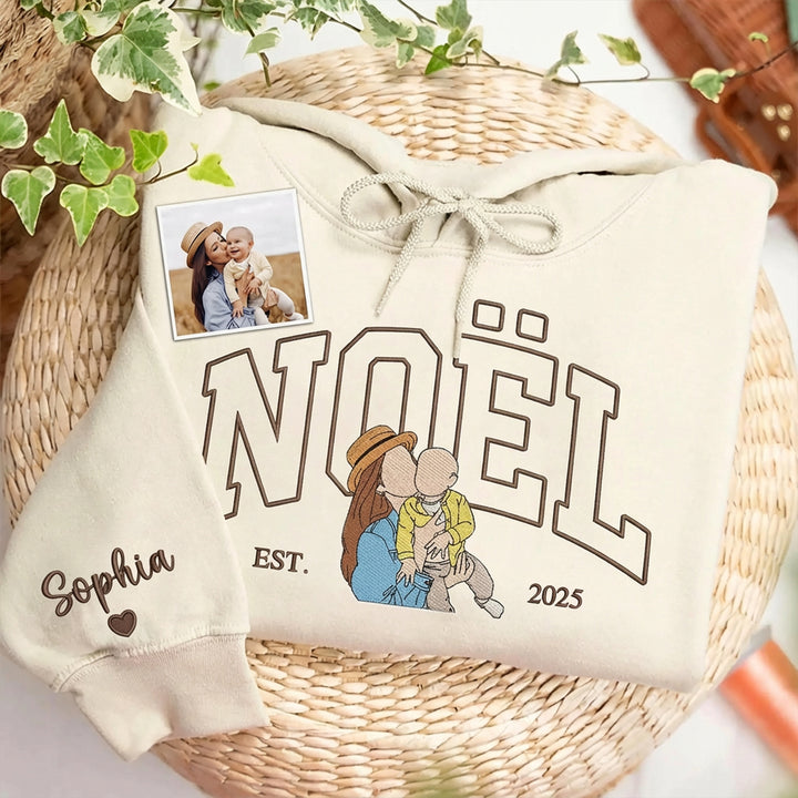 Sweat-shirt/sweat à capuche personnalisé avec surnom et photo brodée, cadeaux de Noël