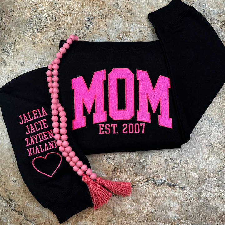 Sweat-shirt personnalisé à paillettes avec appliques pour maman