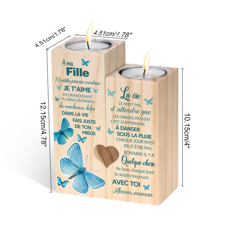 À ma Fille-Bougeoir en Bois sans bougie Papillon