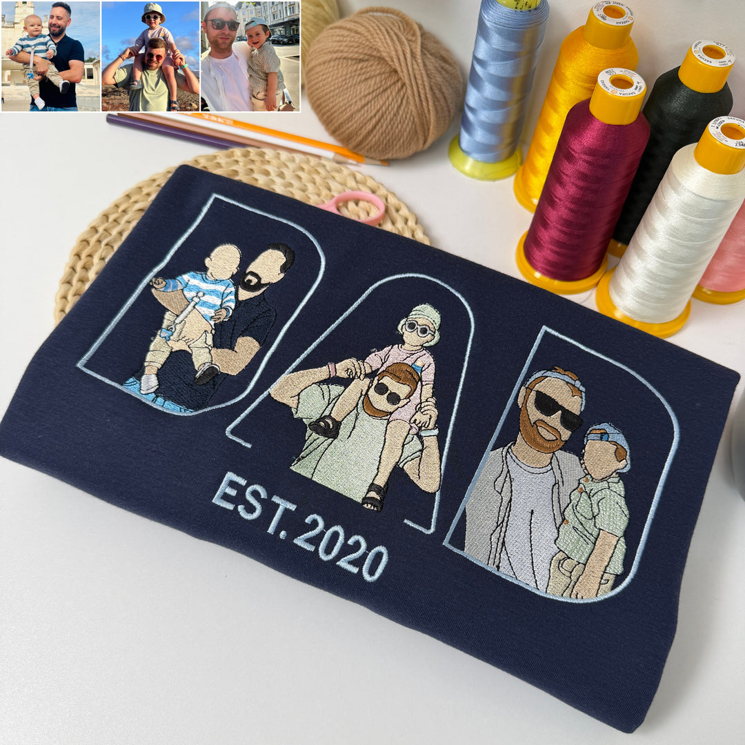 T-shirt, sweat-shirt ou hoodie personnalisé avec photo brodée — Cadeau pour la fête des pères