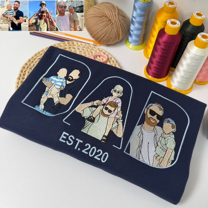 T-shirt, sweat-shirt ou hoodie personnalisé avec photo brodée — Cadeau pour la fête des pères