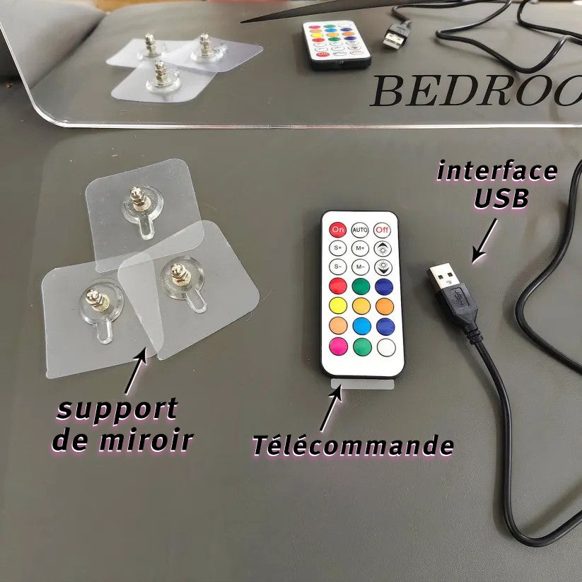 Miroir lumineux personnalisé main dans la main pour maman et enfants - Cadeau créatif pour la fête des mères