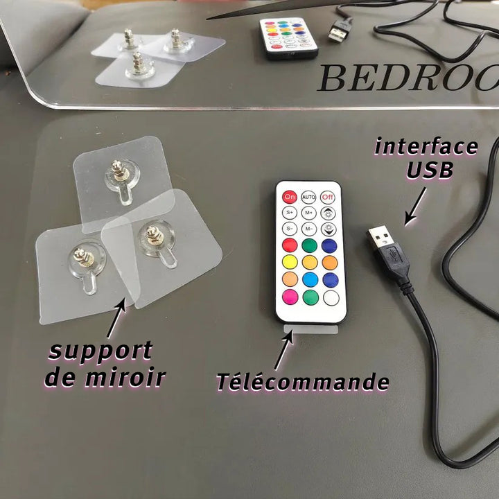 Miroir lumineux personnalisé main dans la main pour maman et enfants - Cadeau créatif pour la fête des mères