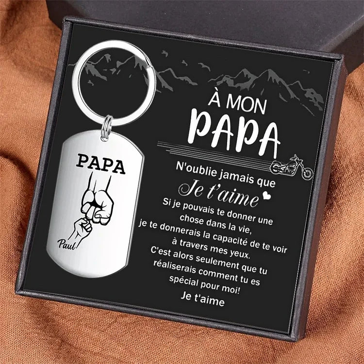 À mon Papa - Porte-Clés Poings 1-5 Prénom Personnalisé