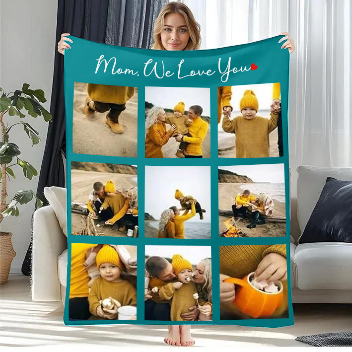 Couverture Polaire Couvertures personnalisées pour la fête des mères avec 9 photos