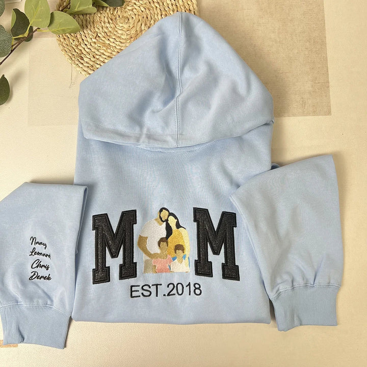 Sweat-shirt personnalisé à paillettes avec photo de famille brodée