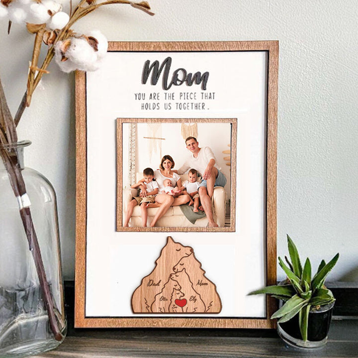 Cadre photo puzzle loup personnalisé, cadeau chaleureux pour la fête des mères