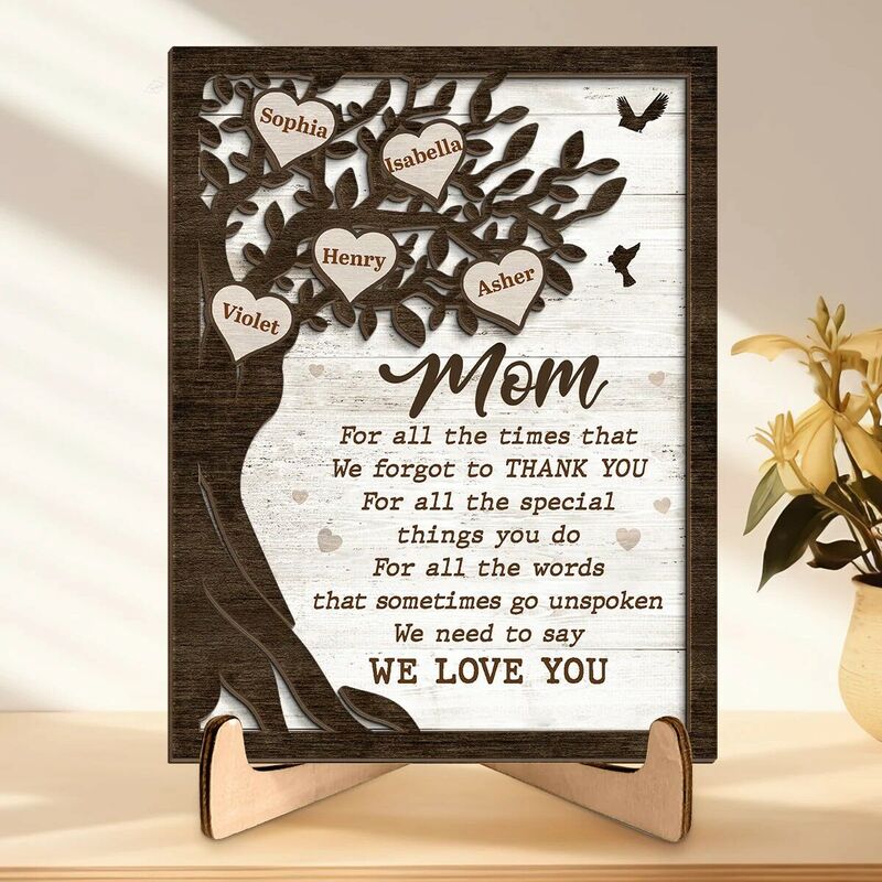 Puzzle arbre d'amour personnalisé avec noms de famille