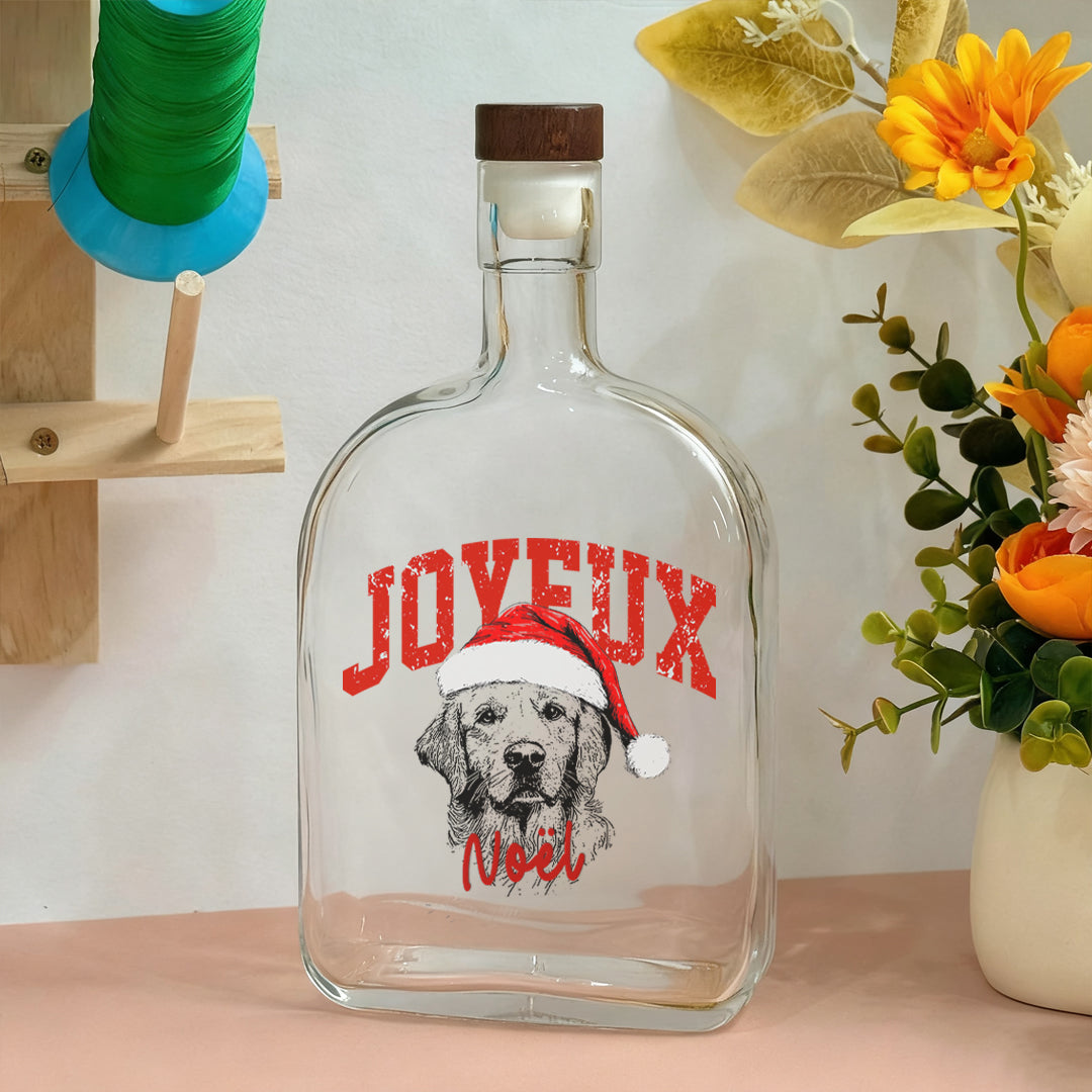 Bouteille de whisky personnalisée avec portrait d'animal de compagnie pour Noël 2025