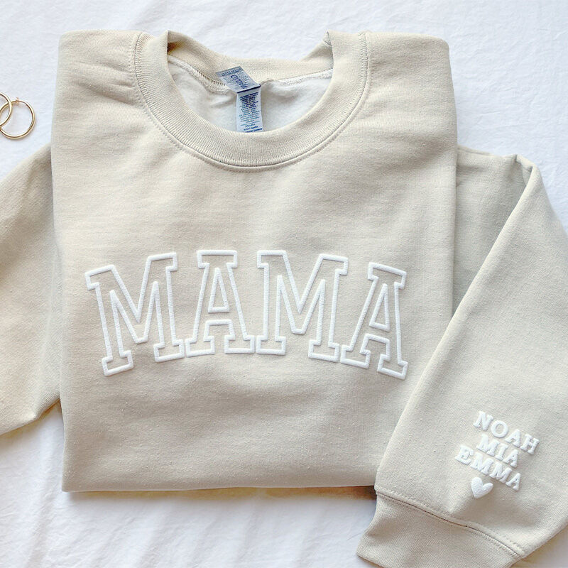 Sweat-shirt Puff personnalisé avec texte 3D pour la fête des mères