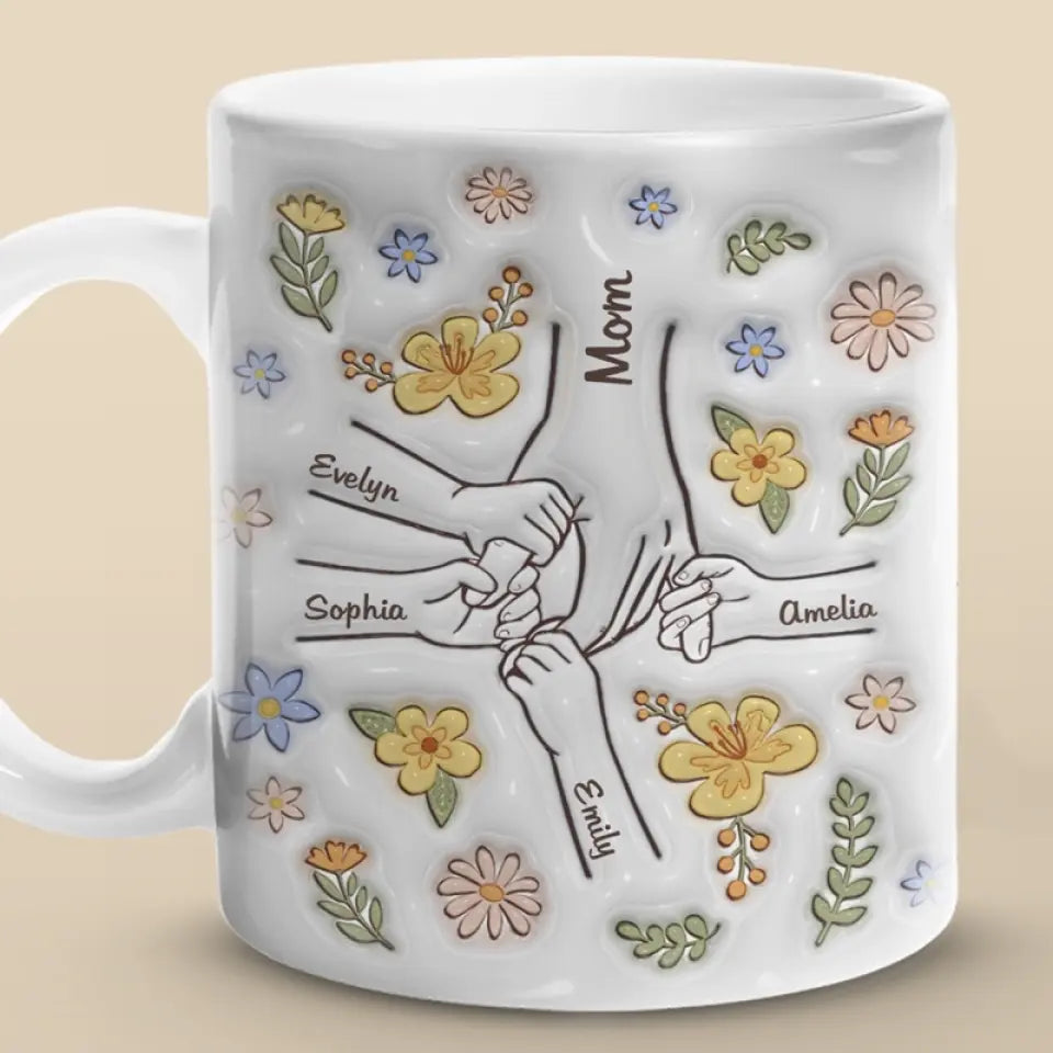 Coeur Familial: Tasse Personnalisée 3D - Maman, Mamie - Cadeau Précieux