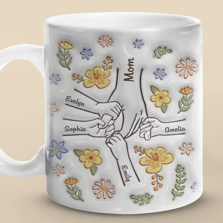Coeur Familial: Tasse Personnalisée 3D - Maman, Mamie - Cadeau Précieux