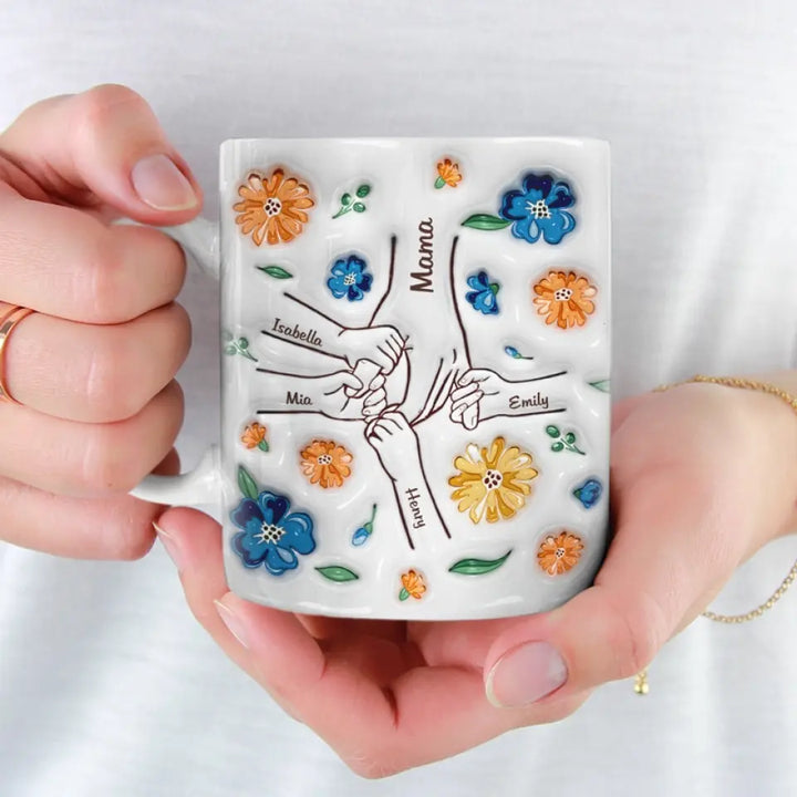 Bonheur Familial: Mug 3D Personnalisé - Mère, Grand-mère - Cadeau Doux
