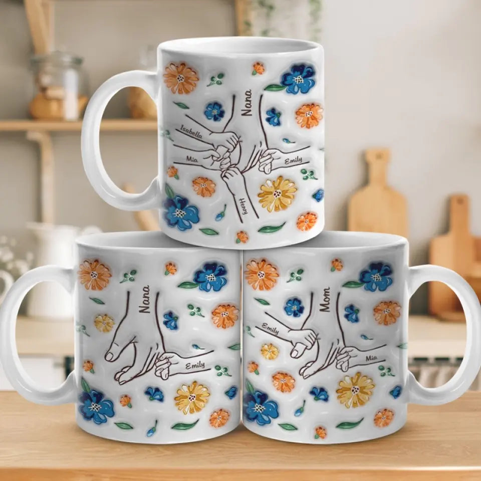 Bonheur Familial: Mug 3D Personnalisé - Mère, Grand-mère - Cadeau Doux