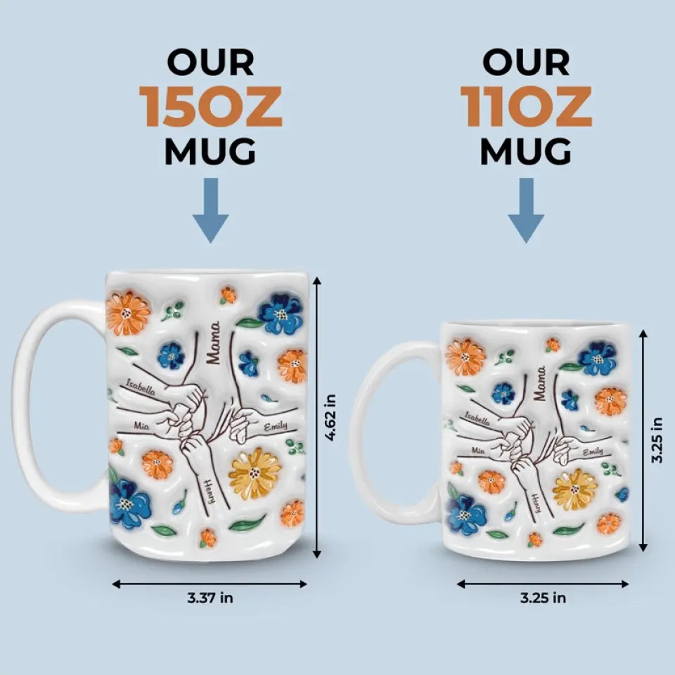 Bonheur Familial: Mug 3D Personnalisé - Mère, Grand-mère - Cadeau Doux