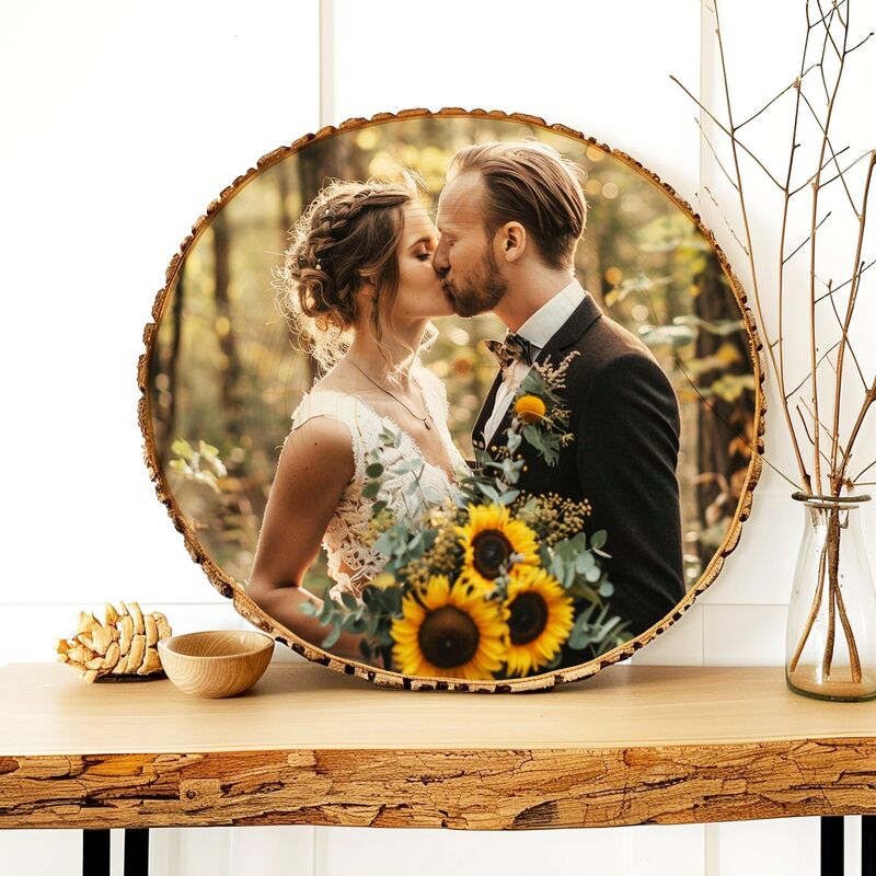 Cadre photo couple personnalisé en bois