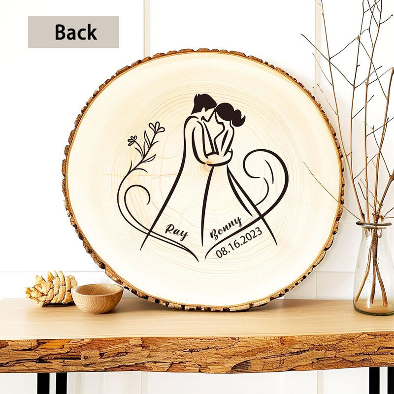 Cadre photo couple personnalisé en bois