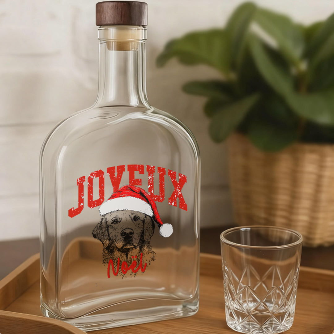 Bouteille de whisky personnalisée avec portrait d'animal de compagnie pour Noël 2025