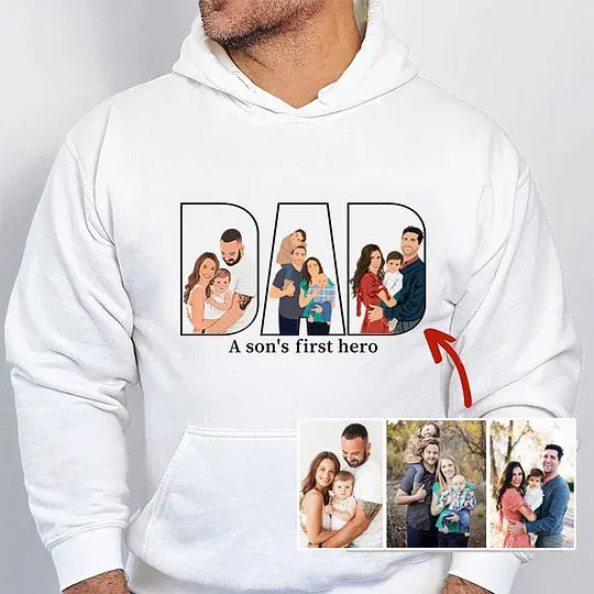 Cadeau personnalisé pour la fête des pères – Sweat-shirt avec silhouette imprimée pour papa, grand-père ou figure paternelle