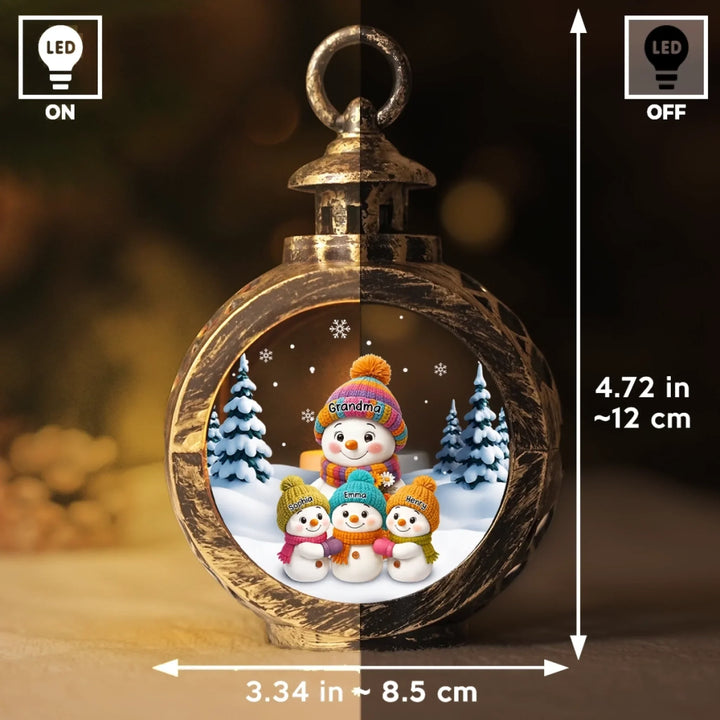 Lanterne décorative personnalisée en forme de bonhomme de neige aux chandelles – Cadeaux d'anniversaire de Noël personnalisés pour maman et grand-mère
